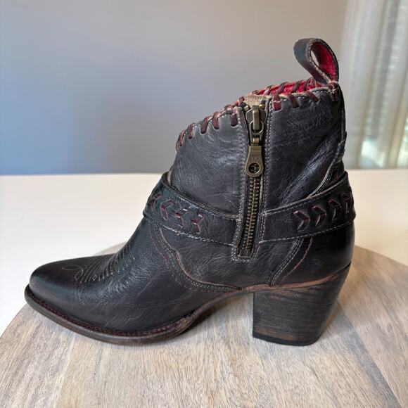 NEW Bed Stu Tania Black Rustic Crimson Ankle Boots 8.5 Women’s Handmade Mexico - Picture 3 of 14
